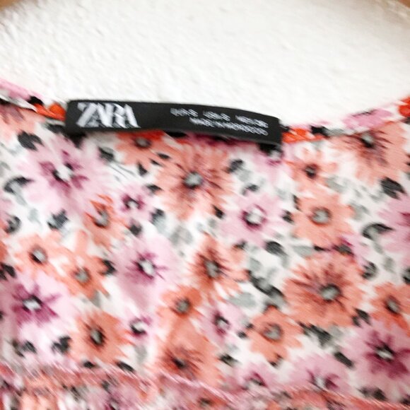 ZARA Floral Print Short Sleeves Mini Dress Size Small - Picture 8 of 11